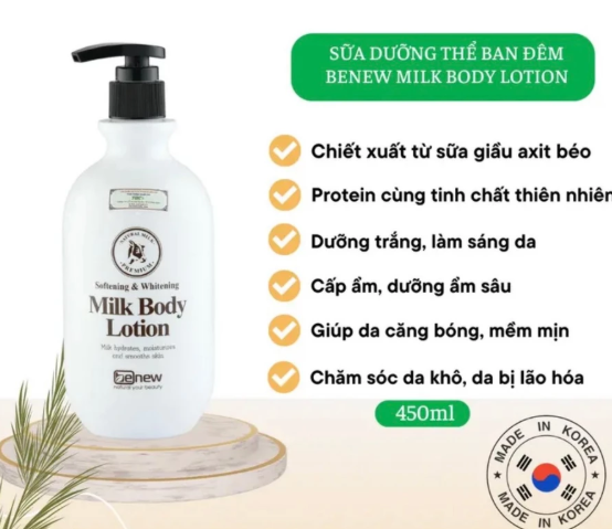 Kem dưỡng thể trắng da toàn thân BENEW Whitening Body Lotion Hàn quốc 450ml/Hộp